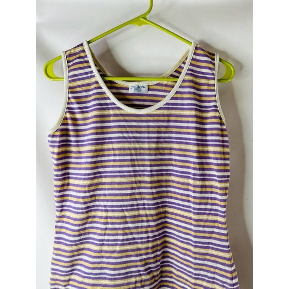 VTG 70s Rainbow Micro Stripe Sleeveless Shirt Tank Top Hippy - Picture 4 of 5
